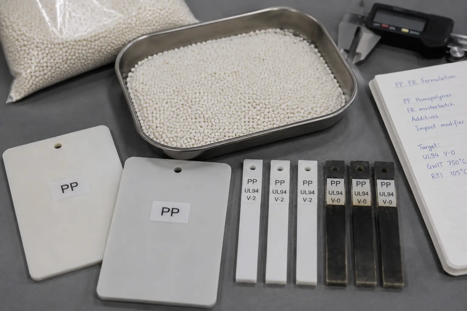 PP flame retardant pellets and UL94 drip test bars