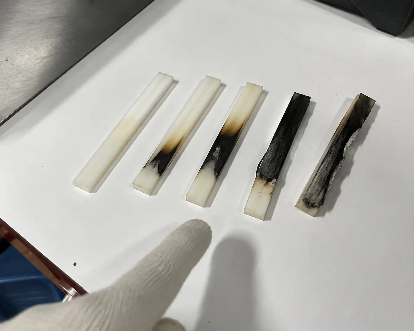 Expanded intumescent char layer after flame testing