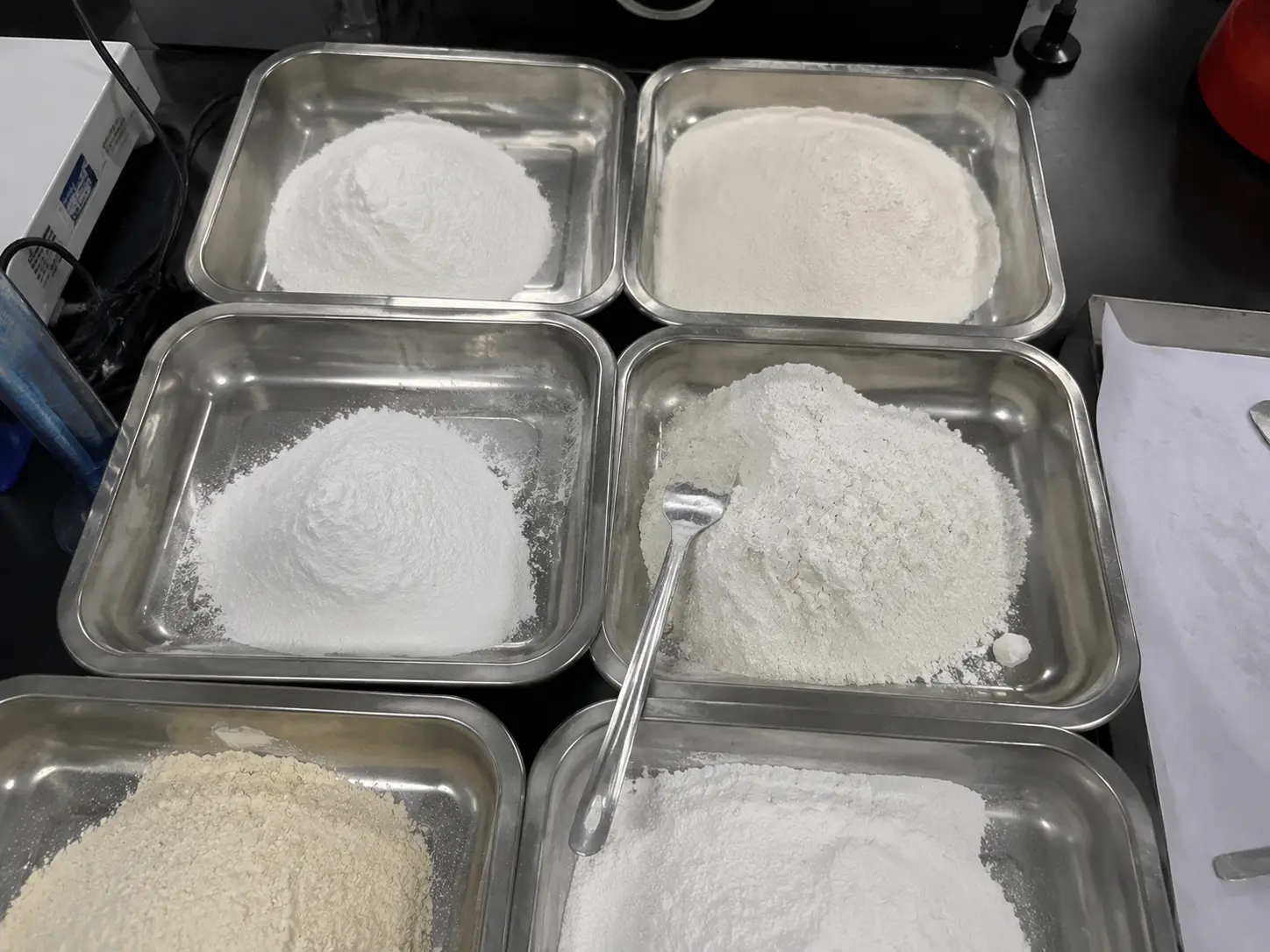 Candidate flame retardant powder packages prepared for POM compounding trials