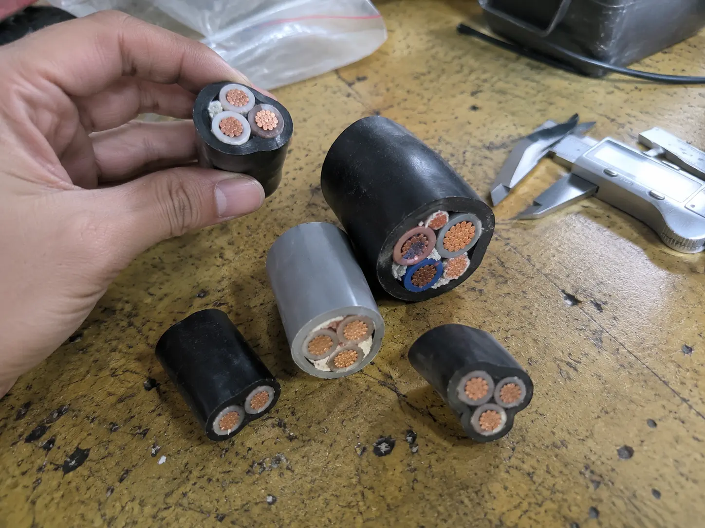 LSZH and PVC cable jacket samples compared side by side