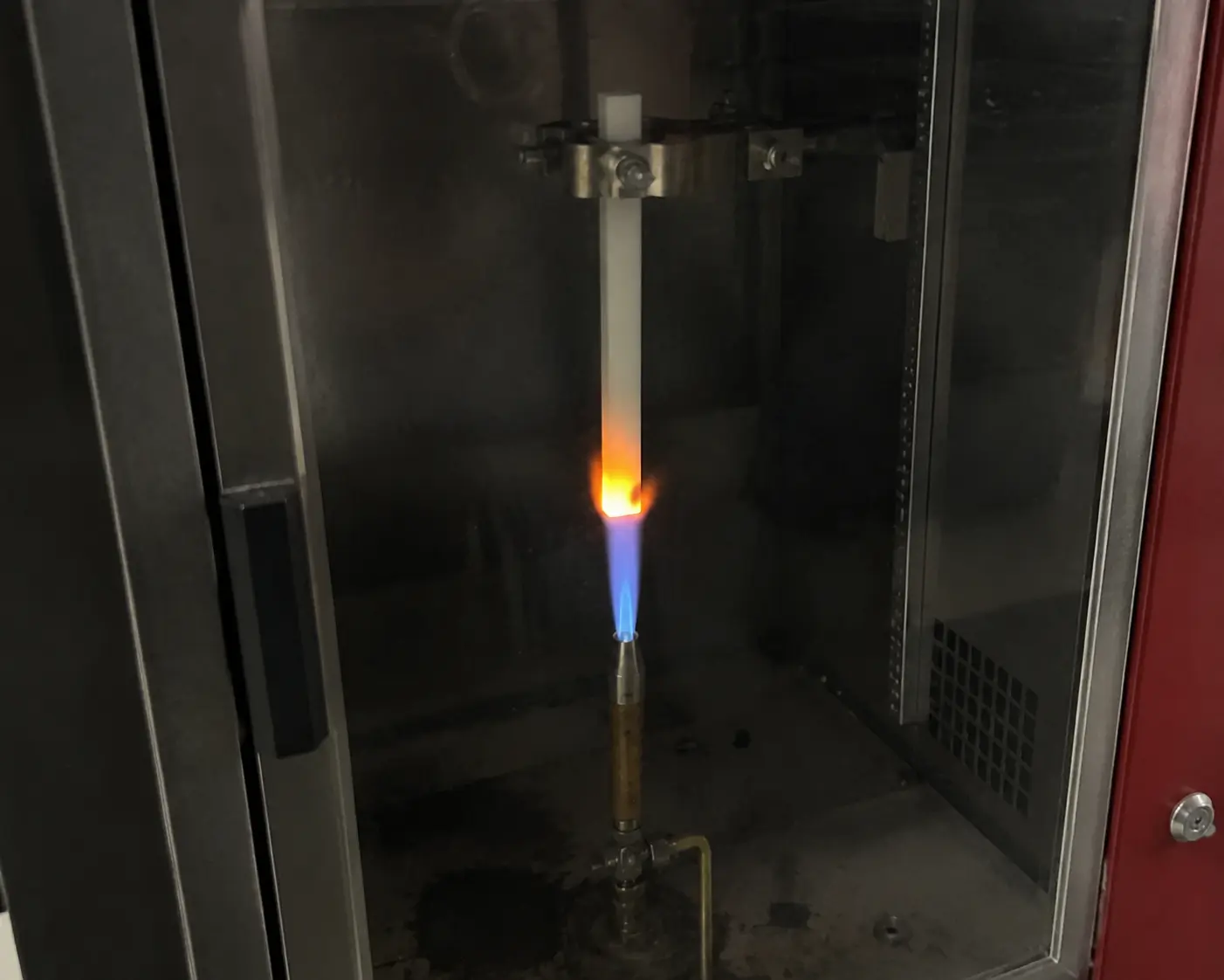 UL94 vertical flame test specimen showing the ladder of ratings from HB to V-0